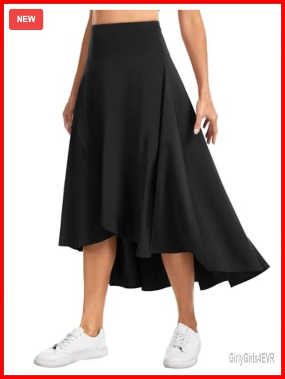 Women's High Waist Flowy Wrap Skort with Built-in Shorts & Pockets, Asymmetric